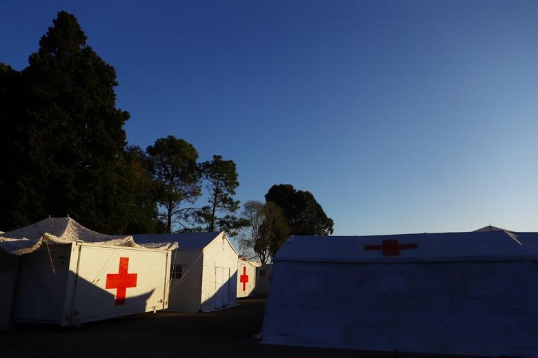 Một cơ sở y tế quân sự tạm thời ở San Miguel, ở ngoại ô Buenos Aires, Argentina hôm 24.3. Ảnh: REUTERS/Matias Baglietto.