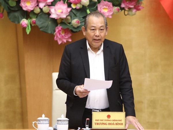 Phó Thủ tướng Thường trực Chính phủ Trương Hoà Bình khi chủ trì cuộc họp. Ảnh: VGP/Lê Sơn