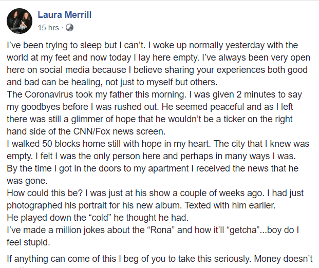 Con gái của Alan Merrill đã xác nhận về thông tin cha qua đời do virus COVID-19. Ảnh nguồn:
