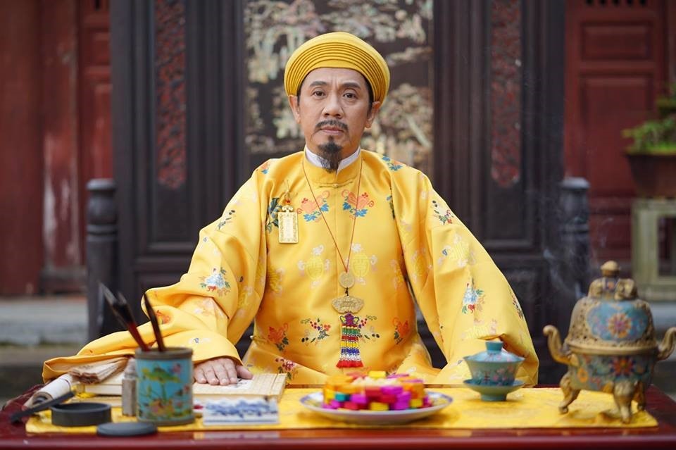Tạo hình của NSƯT Thành Lộc trong vai vua Thiệu Trị. Ảnh: ST.