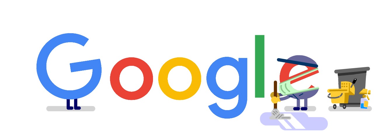 Google Doodle ngày 9.4 cảm ơn các nhân viên chăm sóc và nhân viên vệ sinh. Ảnh: Google