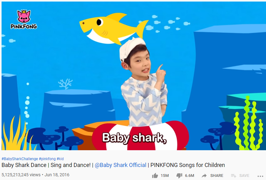 Bài hát thiếu nhi Baby Shark vượt 5 tỷ lượt xem trên YouTube