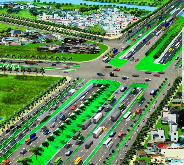 Phối cảnh hầm chui ở nút giao thông Nguyễn Hữu Thọ.   Ảnh: Ban Quản lý Dự án đầu tư các công trình giao thông TPHCM