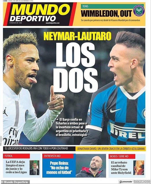 Neymar và Lautaro Martinez. Ảnh: Mundo Derpotivo.