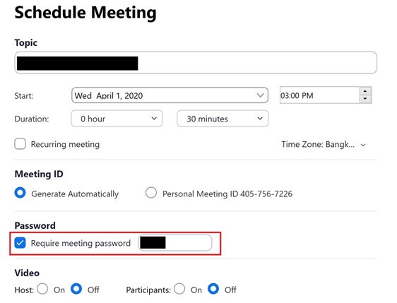 Luôn cần đặt mật khẩu cho các cuộc họp trên Zoom (ảnh chụp màn hình).