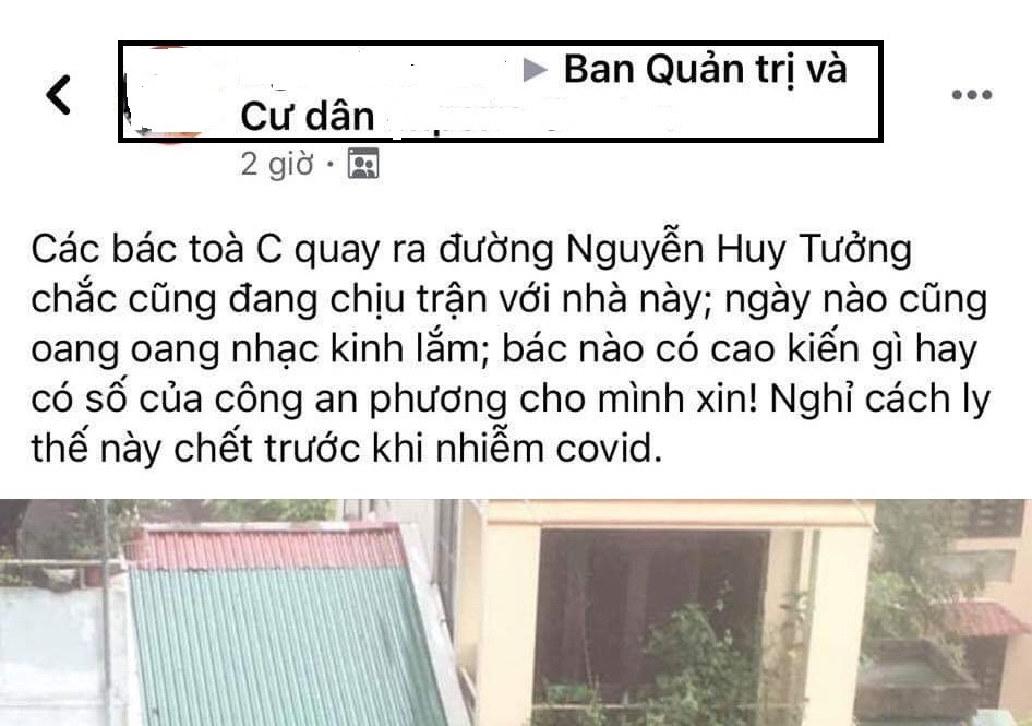 Một ý kiến than phiền của cư dân khi bị karaoke tra tấn tại một khu chung cư quận Thanh Xuân. Ảnh chụp màn hình.