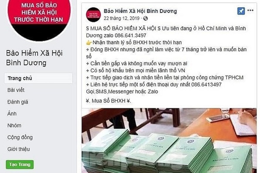 Trang facebook giả mạo BHXH tỉnh Bình Dương bị BHXH tỉnh này phát hiện