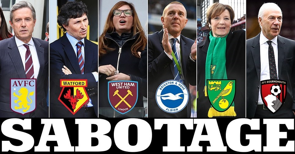 6 câu lạc bộ được cho là muốn chống đối Dự án tái khởi động Premier League. Ảnh: Daily Mail.