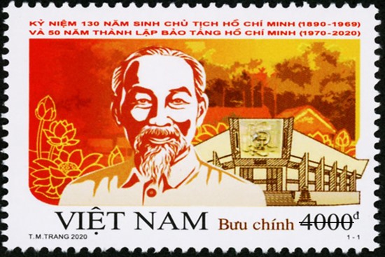 Bộ tem “Kỷ niệm 130 năm sinh Chủ tịch Hồ Chí Minh (1890-1969) và 50 năm thành lập Bảo tàng Hồ Chí Minh (1970-2020)”.