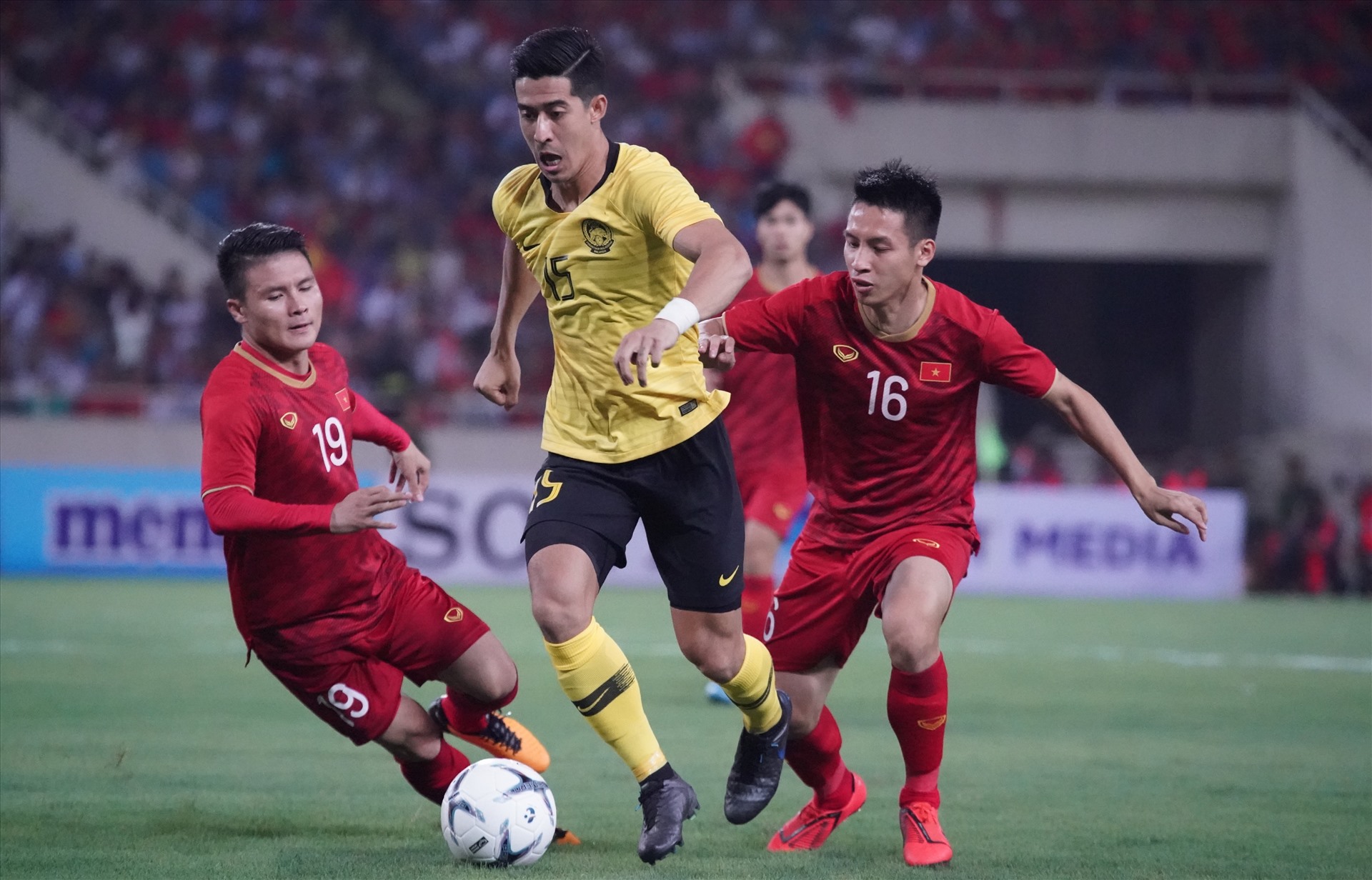 Tuyển Malaysia đanh cạnh tranh quyết liệt ngôi đầu bảng G cùng tuyển Việt Nam. Ảnh: AFC.
