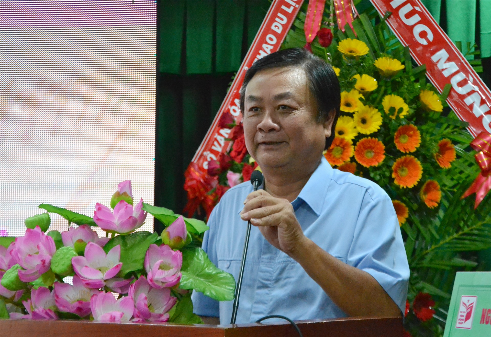 Bí thư Tỉnh ủy Đồng Tháp Lê Minh Hoan phát biểu tại lễ công bố sách. Ảnh: LT