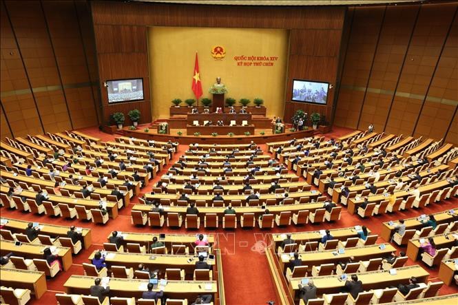 Quốc hội thảo luận trực tuyến về dự án Luật sửa đổi, bổ sung một số điều của Luật Tổ chức Quốc hội. Ảnh TTXVN