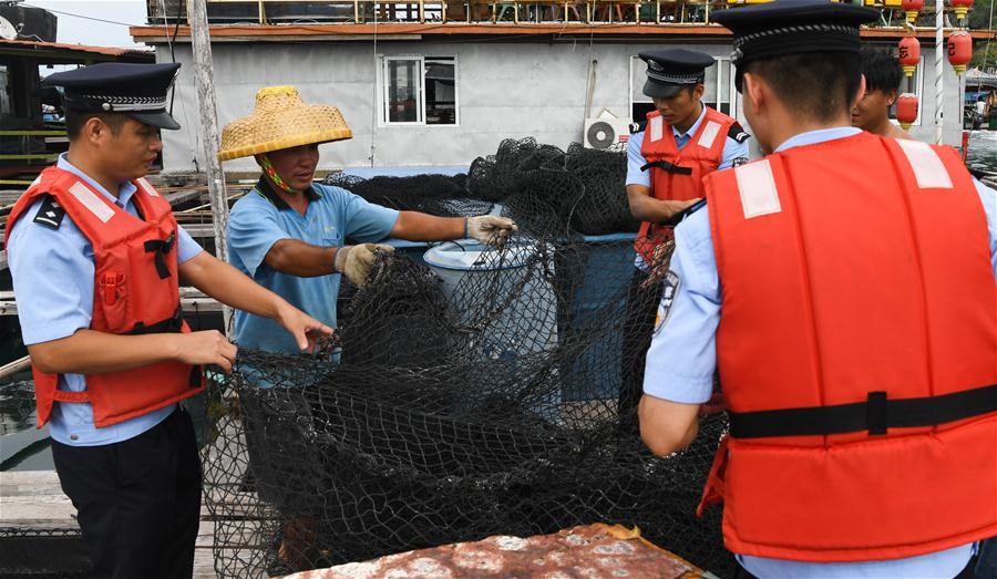 Giới chức đang giúp ngư dân ứng phó với bão Nuri. Ảnh: China Daily