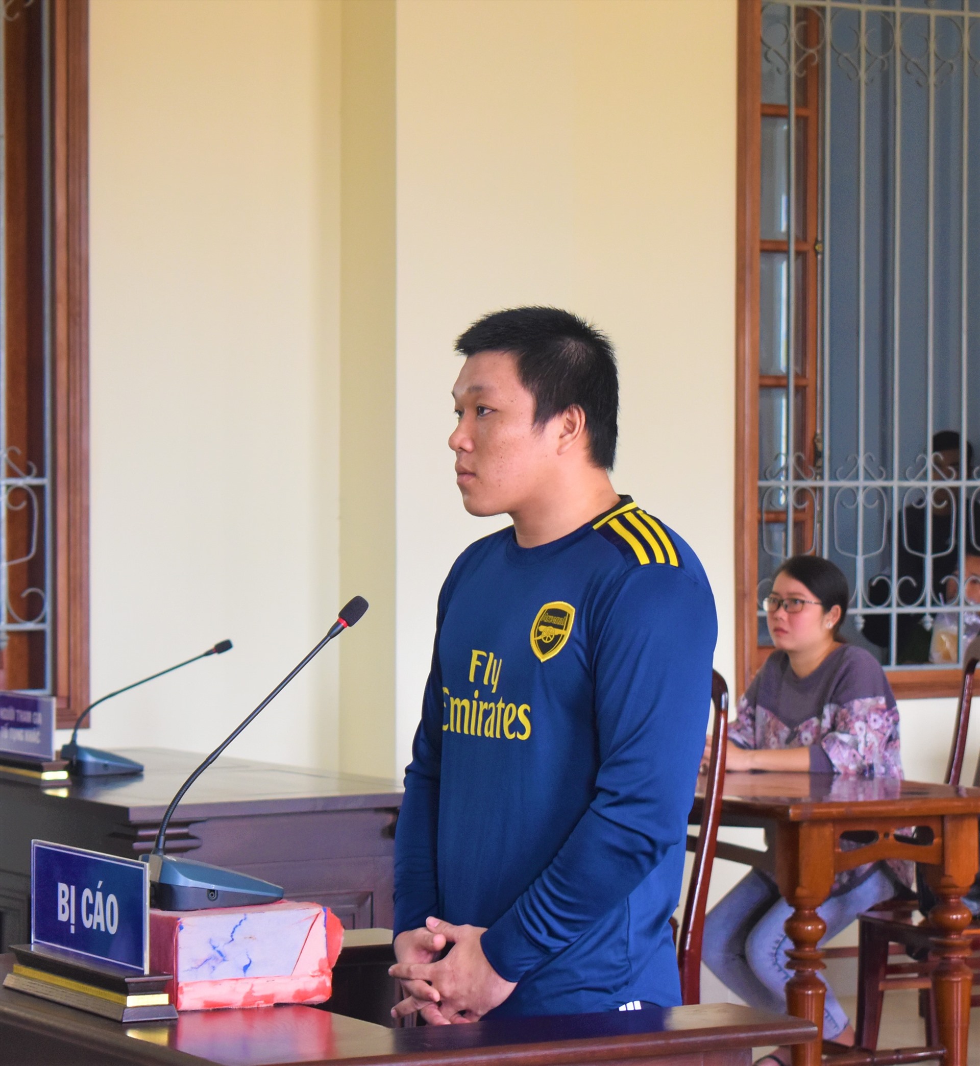 Bị cáo Huỳnh Bạch Hoàng Sơn tại phiên tòa sơ thẩm. Ảnh: Thành Nhân