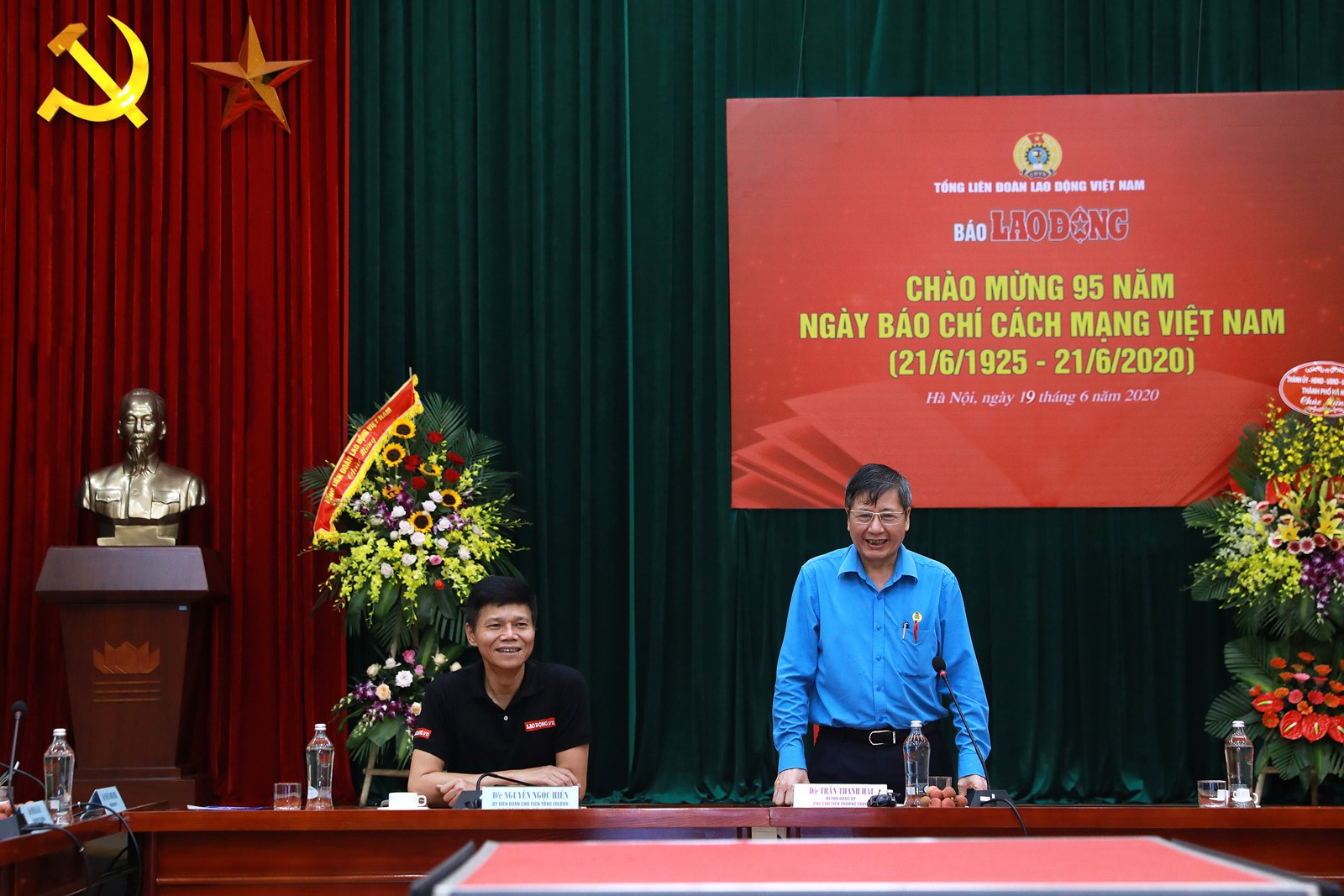 Phó Chủ tịch Thường trực Tổng LĐLĐVN Trần Thanh Hải phát biểu tại buổi gặp. Ảnh: Hải Nguyễn