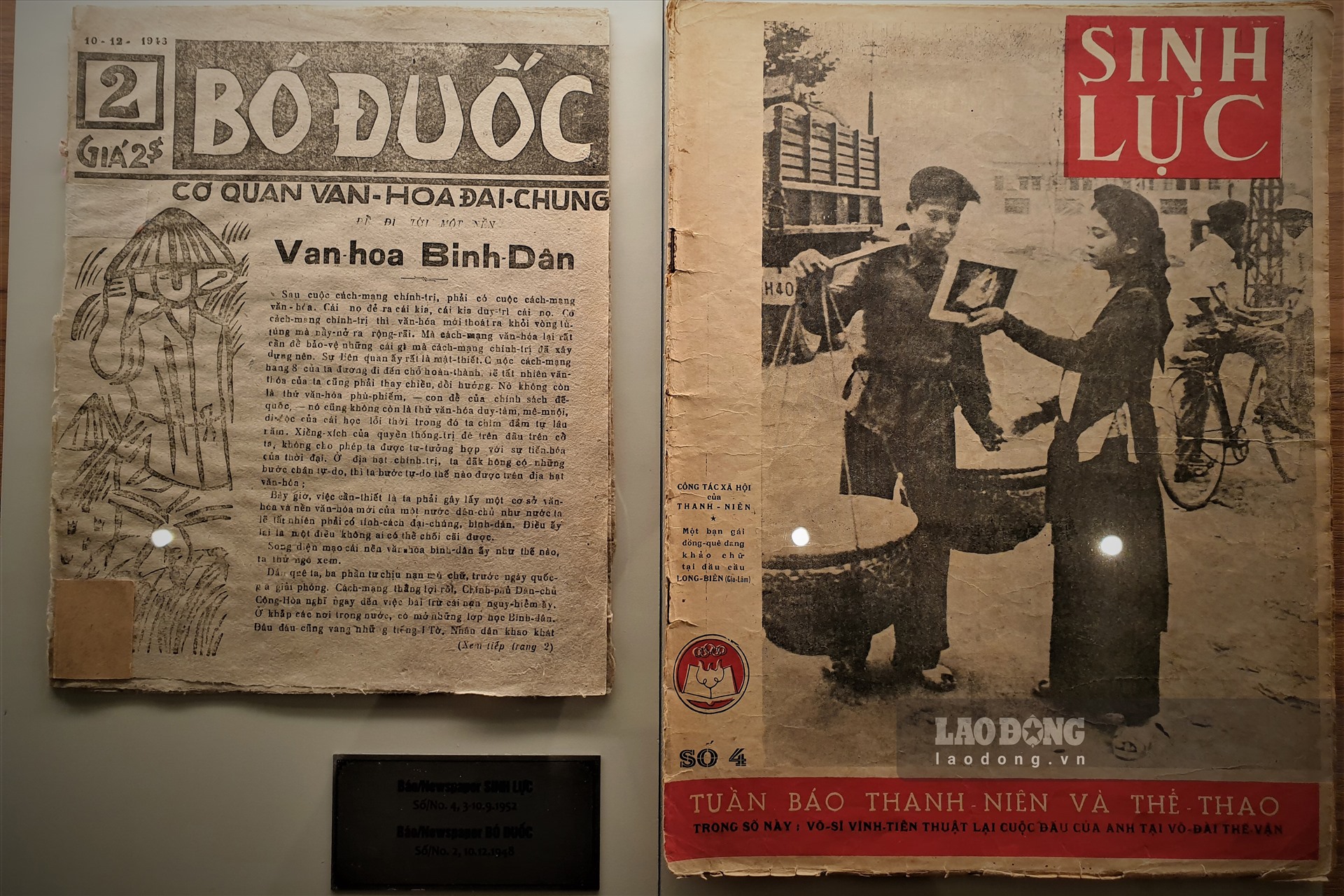 Tác phẩm báo chí của tờ Bó Đuốc xuất bản tháng 10.12.1948 và tác phẩm của tờ Sinh Lực xuất bản 10.9.1952.