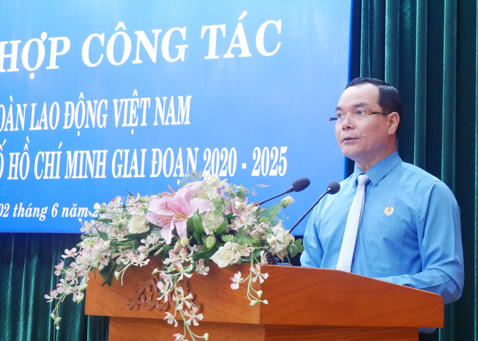 Chủ tịch Tổng LĐLĐ Việt Nam Nguyễn Đình Khang, phát biểu tại lễ ký kết. Ảnh Hà Phương