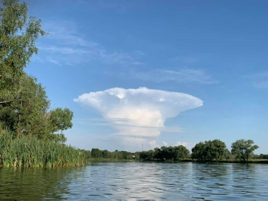 Đám mây hình nấm được phát hiện gần thủ đô Kiev, Ukraina. Ảnh: CEN