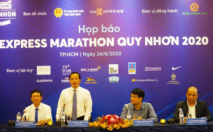 Ban tổ chức giải Marathon Quy Nhơn 2020 đã công bố các thông tin đến giải trong cuộc họp báo chiều 24.6, tại TP.HCM. Ảnh: Nguyễn Đăng.