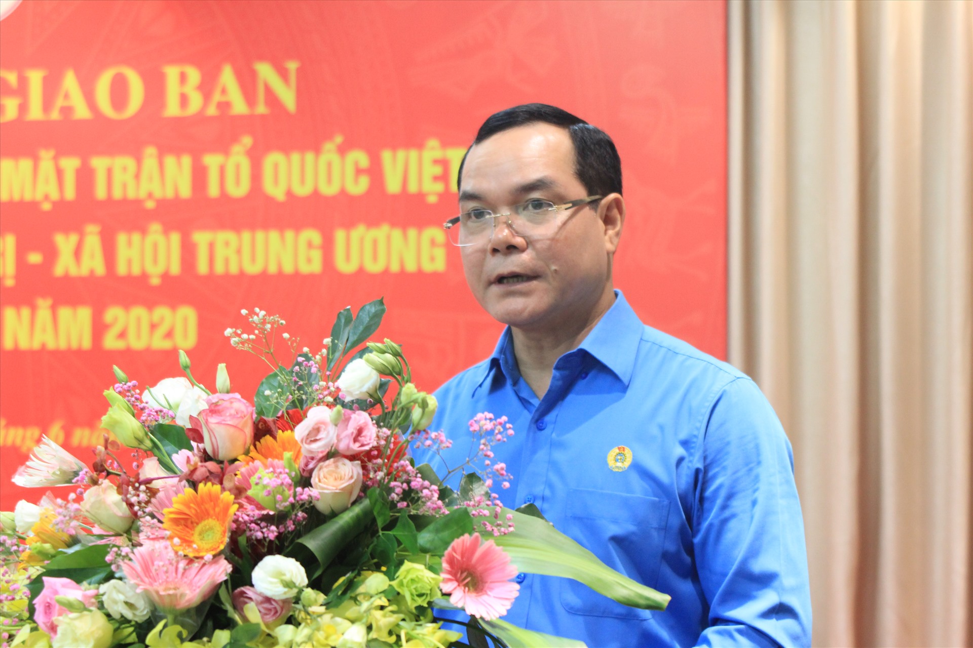 Chủ tịch Tổng Liên đoàn Lao động Việt Nam Nguyễn Đình Khang phát biểu tại Hội nghị. Ảnh: Phạm Đông