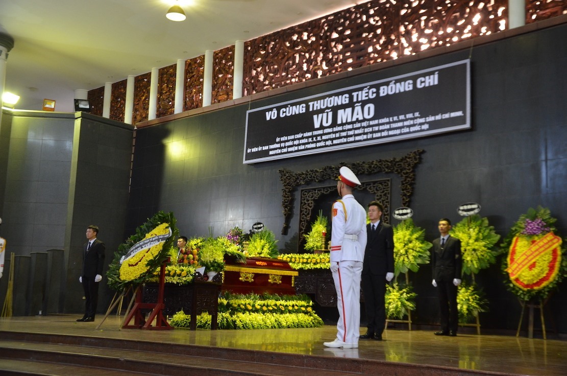 Lễ viếng ông Vũ Mão diễn ra từ 7 giờ đến 10 giờ 45 phút ngày 3.6 tại Nhà tang lễ Quốc gia (số 5 Trần Thánh Tông, Hà Nội).