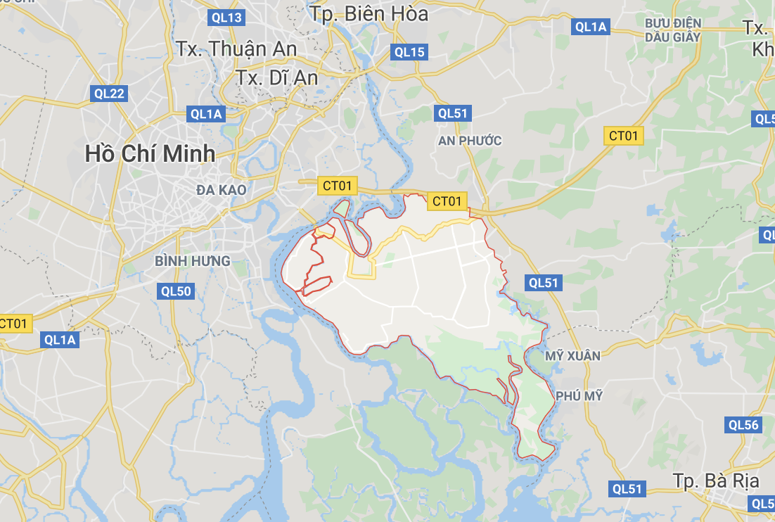 Huyện Nhơn Trạch nhìn từ bản đồ