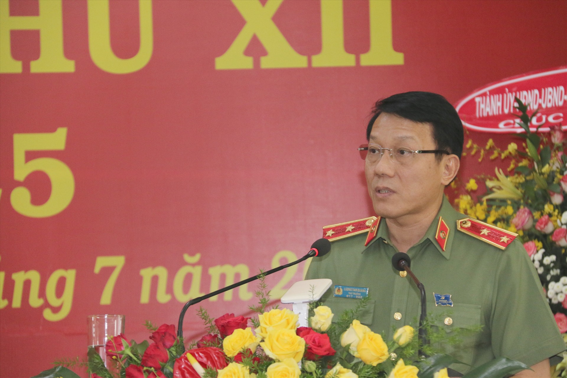 Trung tướng Lương Tam Quang, Thứ trưởng Bộ Công an, phát biểu chỉ đạo tại đại hội. Ảnh: P.V.