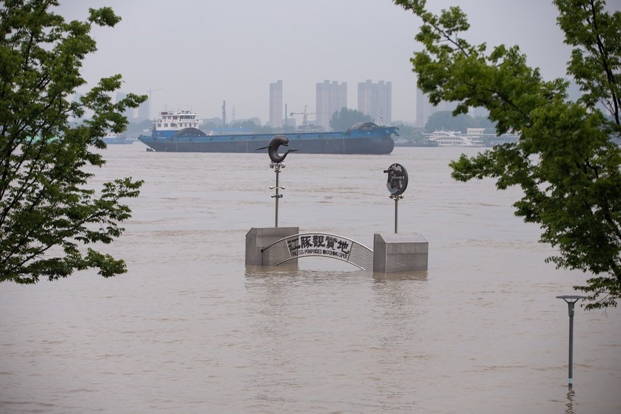 Sông Dương Tử bị ngập lụt ở Nam Kinh, tỉnh Giang Tô của Trung Quốc. Ảnh: Tân Hoa Xã.