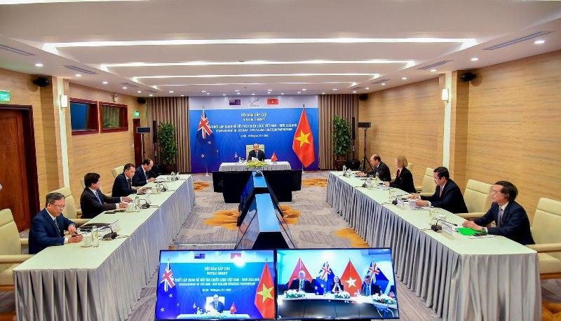 Thủ tướng Nguyễn Xuân Phúc đồng chủ trì hội đàm cấp cao thiết lập quan hệ Đối tác Chiến lược Việt Nam - New Zealand. Ảnh: Bộ Ngoại giao