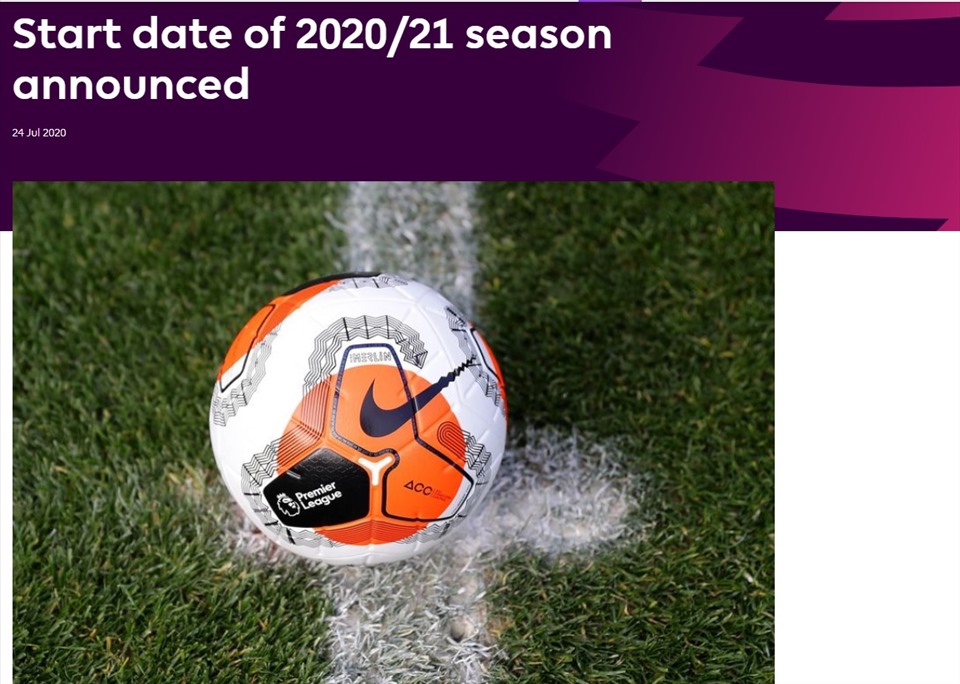 Lịch thi đấu Ngoại hạng Anh mùa giải 2020/21 đã được ấn đinh. Ảnh: Premier League