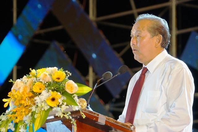 Phó Thủ tướng Thường trực Trương Hòa Bình phát biểu tại buổi lễ. Ảnh: TT.
