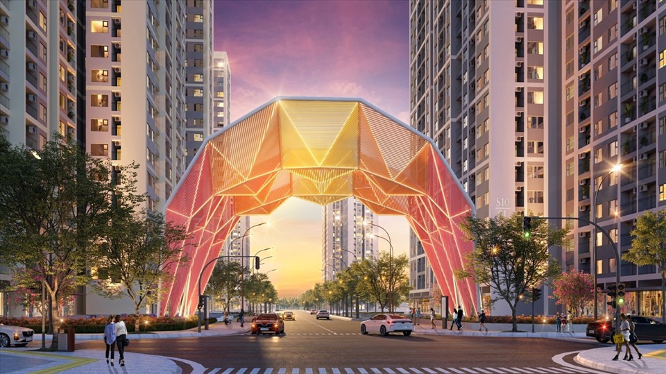Cổng chào dự án The Origami – biểu tượng cho tinh thần Nhật, đại diện cho sự đa sắc màu hạnh phúc.