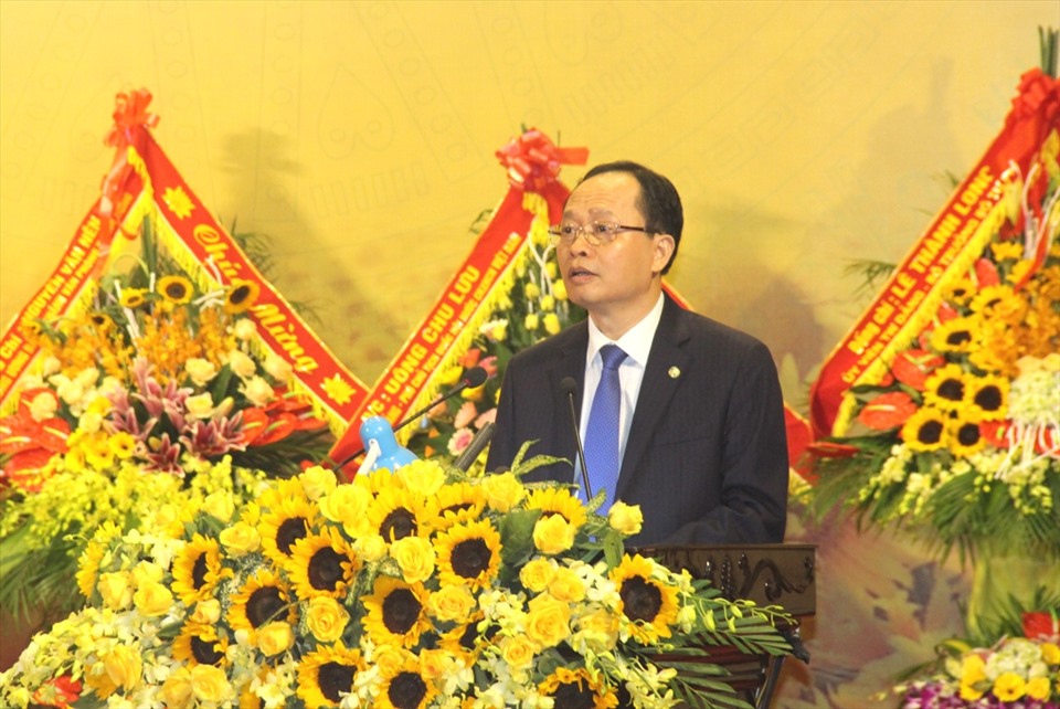 Ông Trịnh Văn Chiến - Bí thư Tỉnh ủy tỉnh Thanh Hóa phát biểu tại buổi lễ. Ảnh: Quách Du