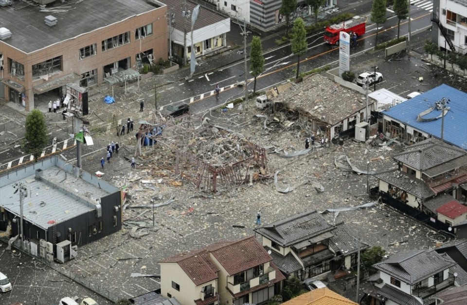 Hình ảnh hiện trường sau khi nổ nhà hàng nghi do rò rỉ khí gas. Ảnh: Kyodo News