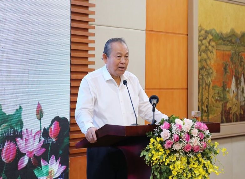 Phó thủ tướng Thường trực Trương Hòa Bình phát biểu tại buổi làm việc. Ảnh HP