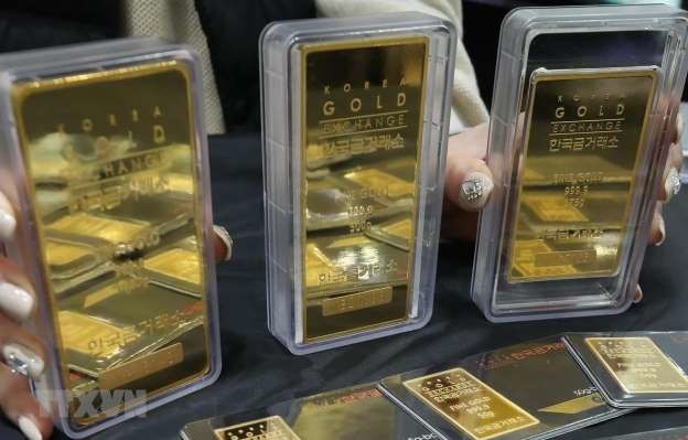 Giá vàng tuần qua tăng mạnh tiến sát mức 50 triệu đồng/lượng. Ảnh: TTXVN