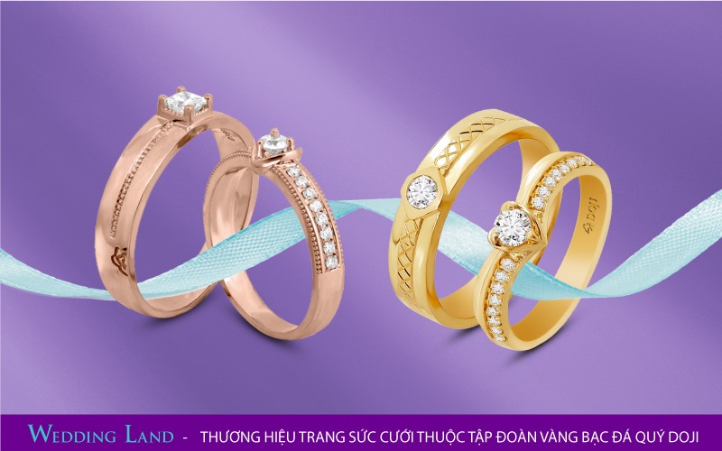 Những cặp nhẫn cưới tỏa sáng nét sang trọng mà vẫn giữ vẻ thanh lịch trẻ trung gắn kết tình yêu ngọt ngào của lứa đôi.