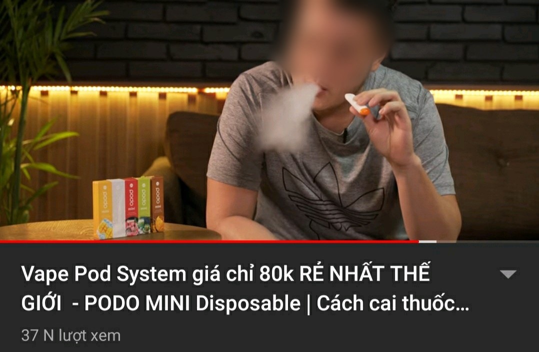 Một video quảng cáo về sử dụng thuốc lá điện tử thu hút gần 90 nghìn lượt xem. Ảnh: Chụp màn hình.