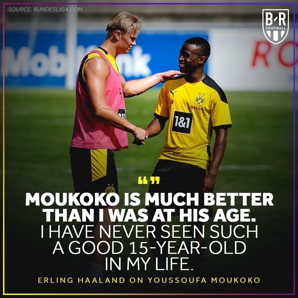 Tiền đạo 15 tuổi - Youssoufa Moukoko vừa được đôn lên tập luyện cùng đội 1 của Dortmund. Sao mai này từng ghi 90 bàn thắng sau 56 trận cho U17 Dortmund và 34 bàn sau 20 trận cho U19 Dortmund.