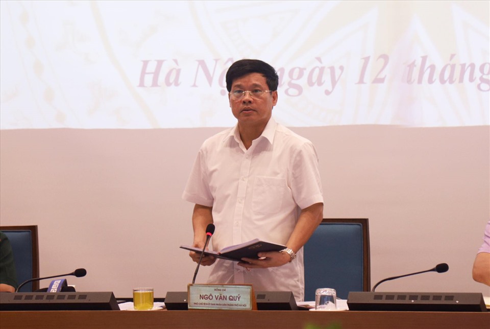 Ông Ngô Văn Quý - Phó Chủ tịch UBND thành phố Hà Nội kết luận cuộc họp Ban chỉ đạo phòng chống dịch COVID-19 thành phố Hà Nội chiều 12.8. Ảnh: Đông Hà