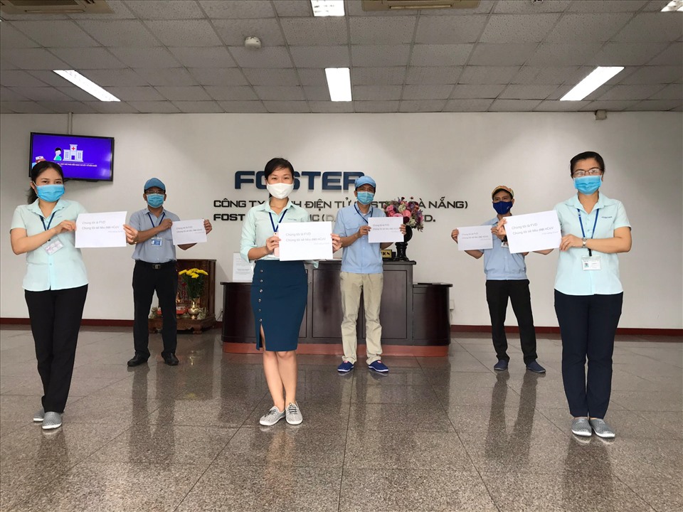 Ban phòng chống dịch COVID-19 của Công ty TNHH Điện tử Foster Việt Nam. Ảnh: NGuyễn Minh Vũ