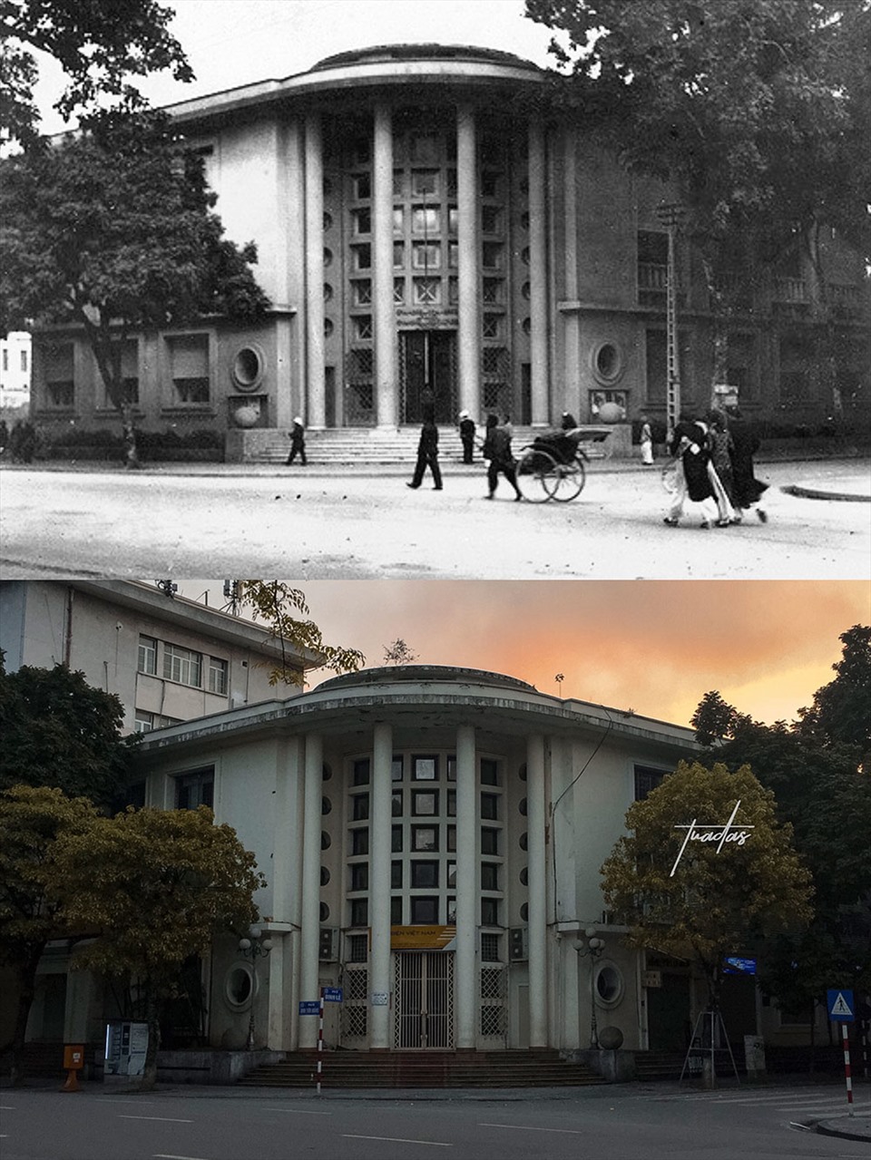 Một góc tòa nhà Bưu điện Hà Nội đầu thế kỷ 20.