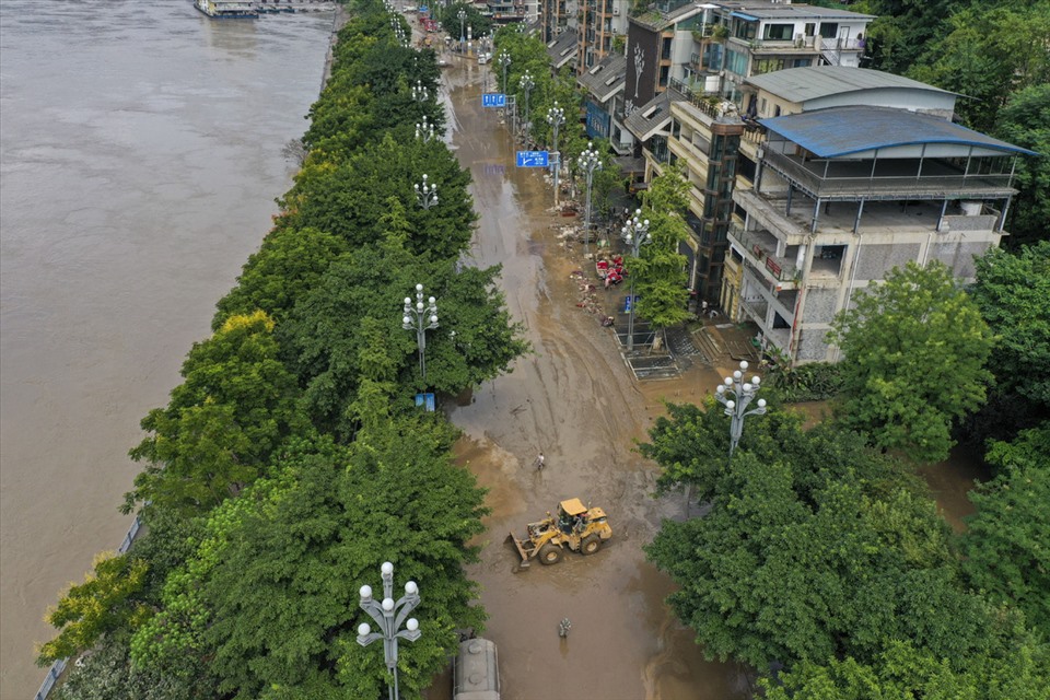 Ngập lụt ở Trùng Khánh ngày 22.8. Ảnh: Tân Hoa Xã
