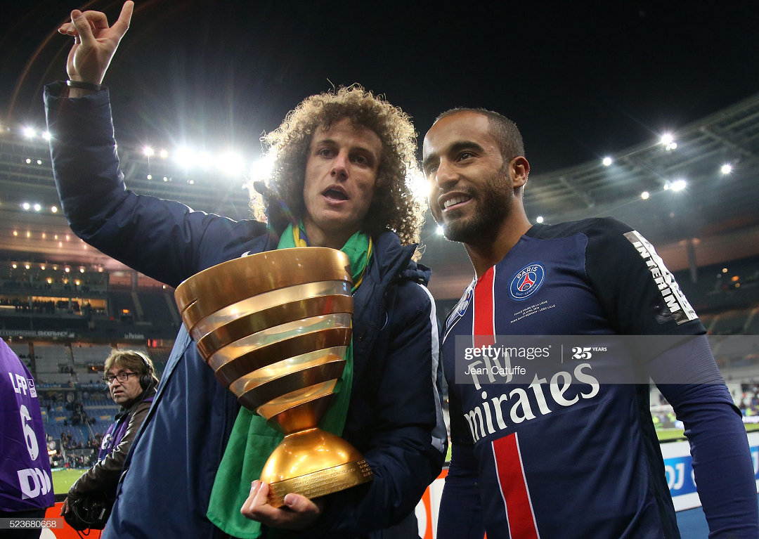 Thành tích ấn tượng tiếp tục được PSG tái lập trong mùa tiếp theo. David Luiz “bỏ túi” 4 danh hiệu quốc nội của bóng đá Pháp trước khi trở về khoác áo Chelsea ở mùa 2016/17. Ảnh: Getty