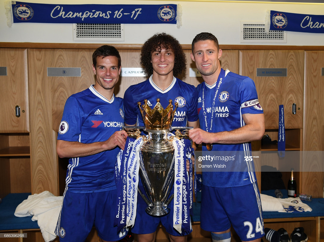 Ngay khi vừa trở lại, David Luiz cùng Chelsea đã thể hiện phong độ ấn tượng và đăng quang Premier League mùa giải 2016/17 sớm 2 vòng đấu. Ảnh: Getty