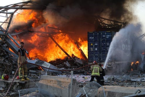 Hiện trường vụ nổ ở Beirut, Lebanon. Ảnh: AFP.