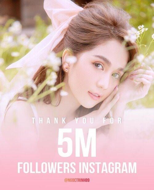 Ngọc trinh trở thành một trong 3 người Việt có lượng follower vượt mốc 5 triệu trên Instagram. Cô nàng thực hiện poster khi nhận được 5 triệu người theo dõi. (Ảnh: Instagram nhân vật)