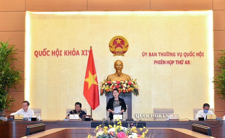 Chủ tịch Quốc hội Nguyễn Thị Kim Ngân phát biểu khai mạc phiên họp 48. Ảnh Quochoi.vn