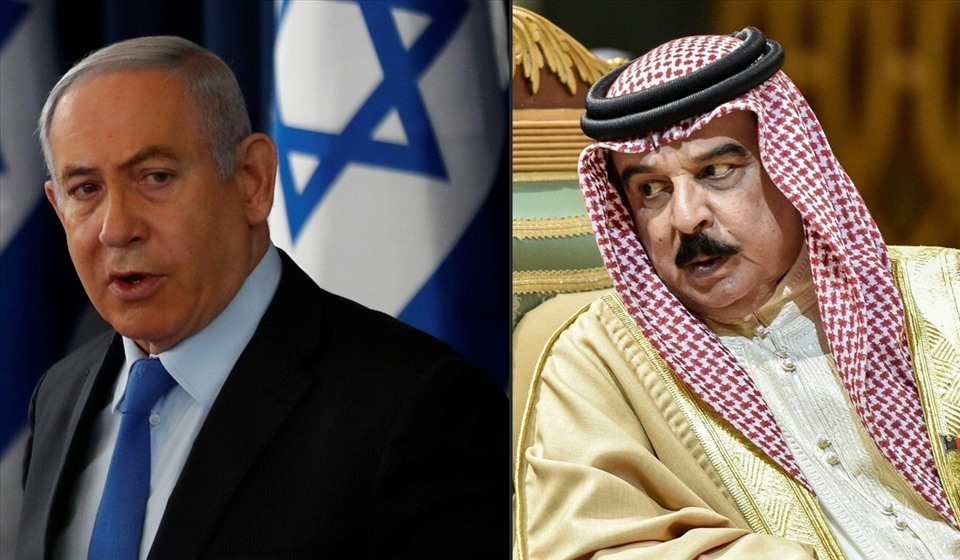 Thủ tướng Israel Benjamin Netanyahu (trái) và Quốc vương Bahrain Hamad bin Isa Al-Khalifa (phải) đã điện đàm với Tổng thống Donald Trump hôm 11.9. Ảnh: AFP