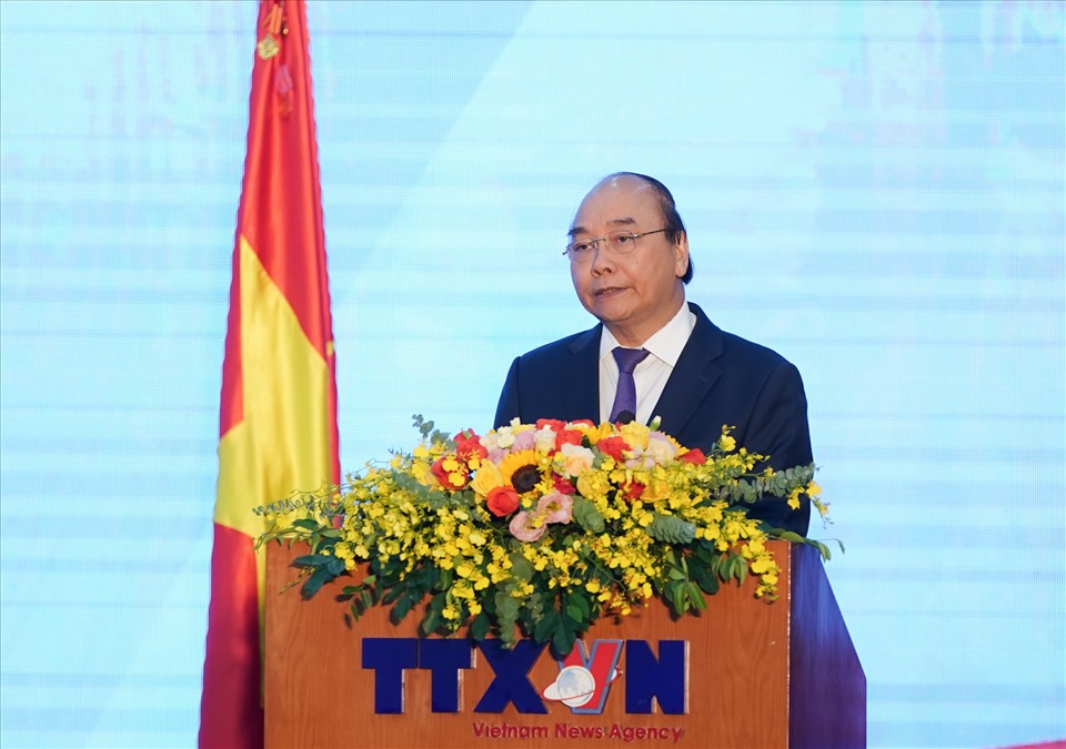 Thủ tướng Nguyễn Xuân Phúc phát biểu tại lễ kỷ niệm. Ảnh: Quang Hiếu